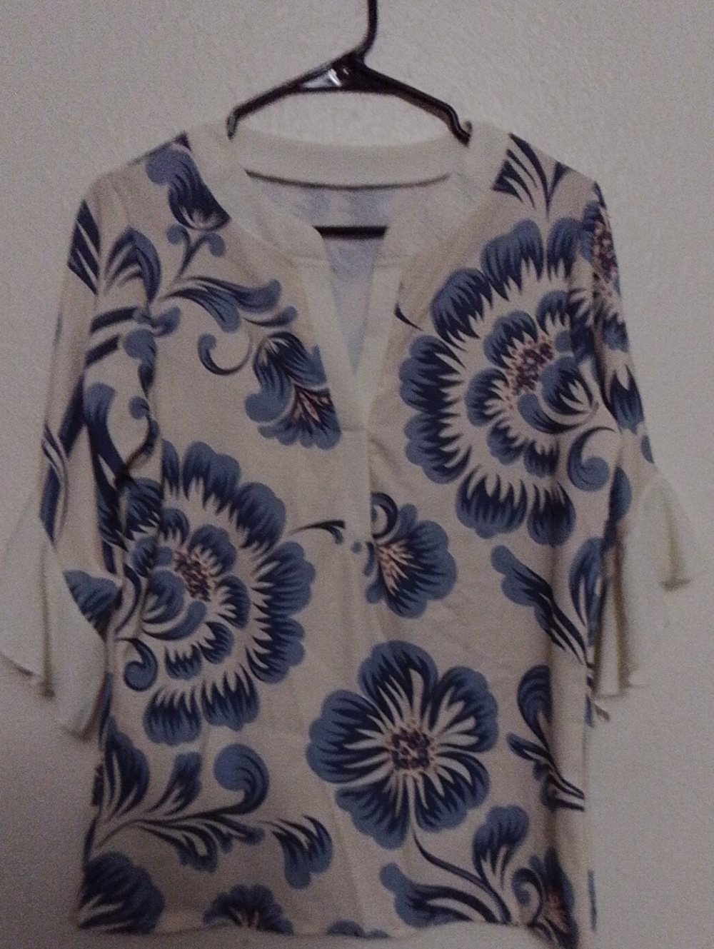 Colleen Lopez Cream Tunic with Blue Floral Print